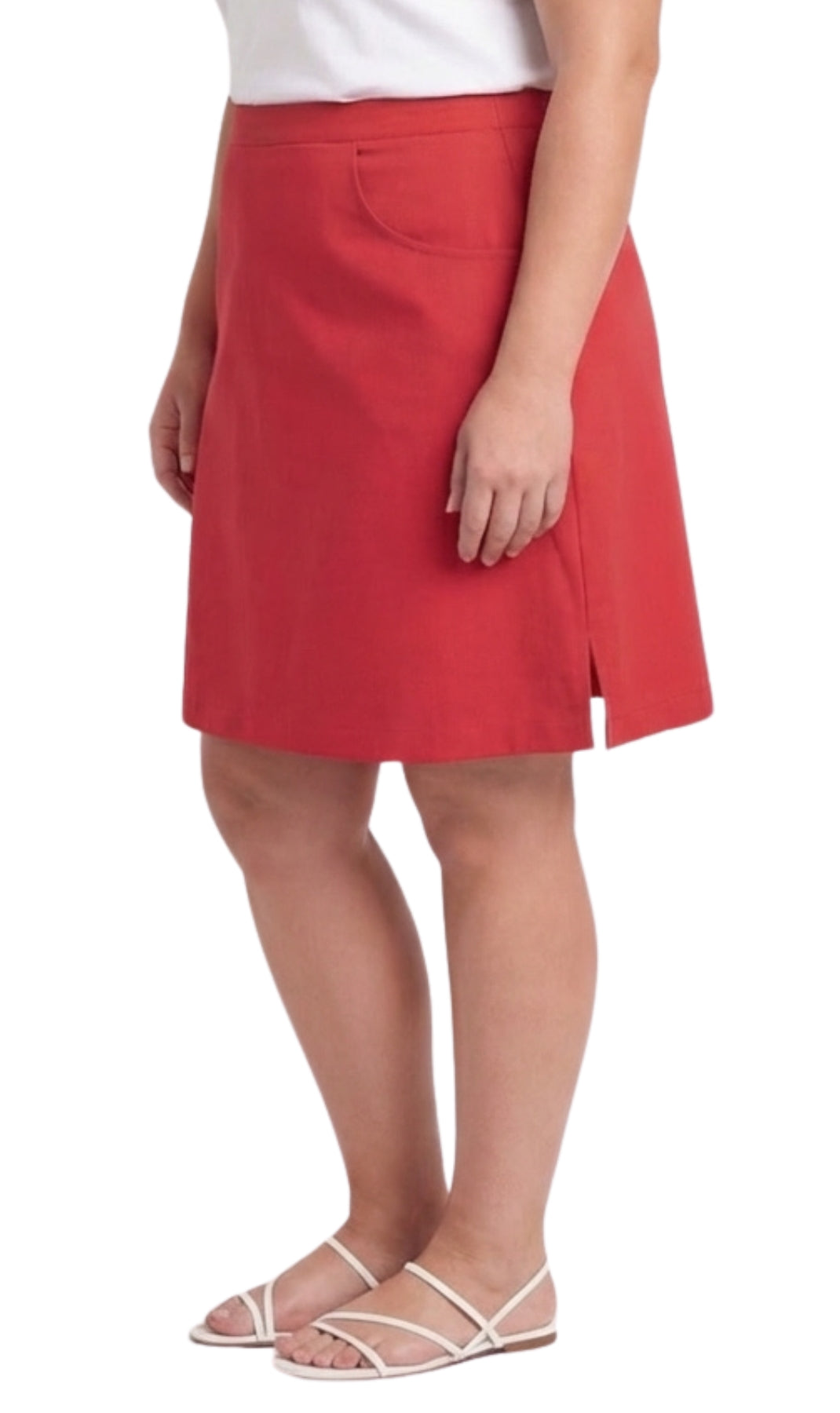 Women's A-Line Pull-On Twill Skort - Knee Length Elastic Waist