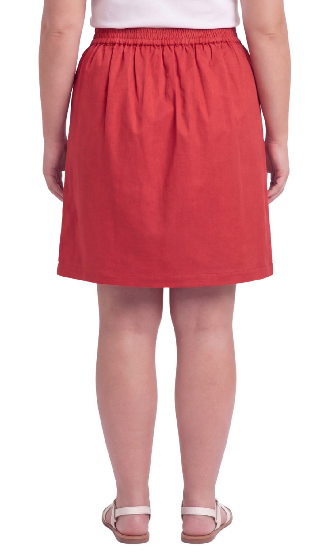 Women's A-Line Pull-On Twill Skort - Knee Length Elastic Waist