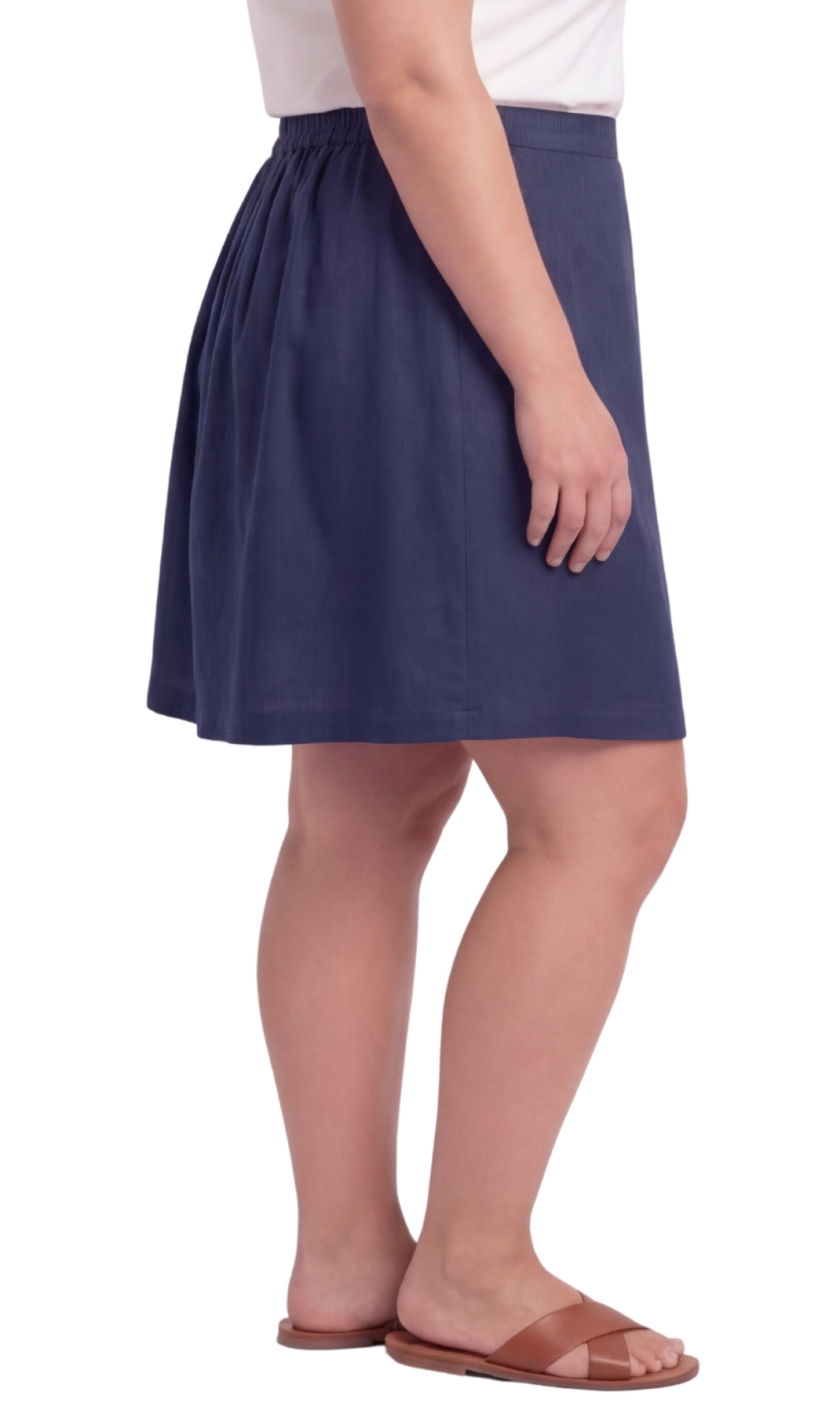 Women's A-Line Pull-On Twill Skort - Knee Length Elastic Waist