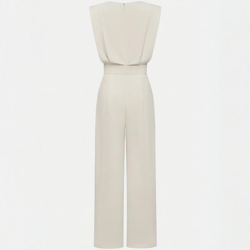 Women’s Wide-Leg Short-Sleeve Jumpsuit with Waist Tie Detail - Image 5