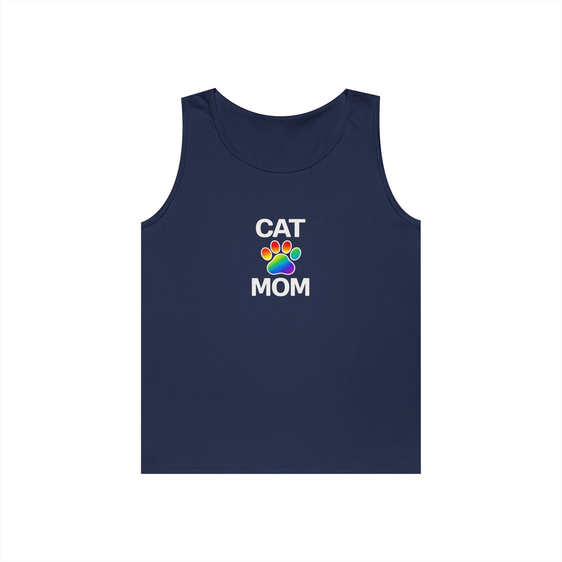 Pride Cat Mom Unisex Heavy Cotton Tank Top (8 Colors)