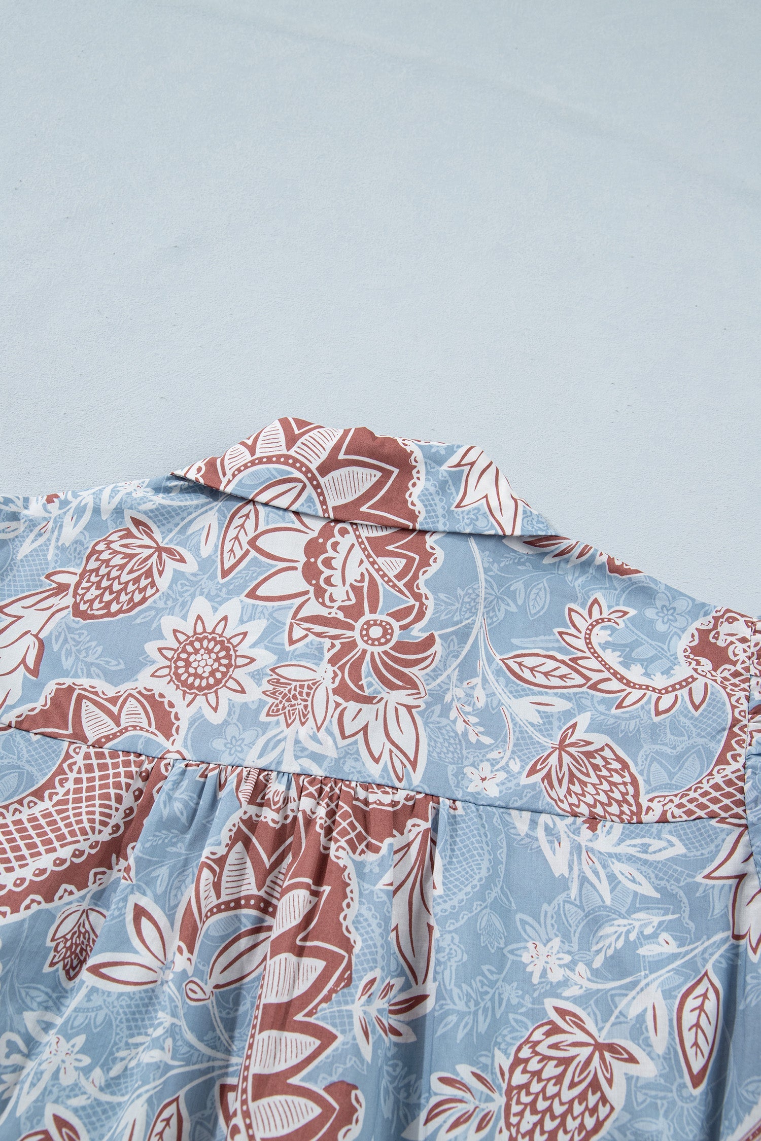 Athena Floral & Paisley Print Short Sleeve Boho Shirt