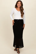 Black Lace Mesh Maternity Maxi Skirt