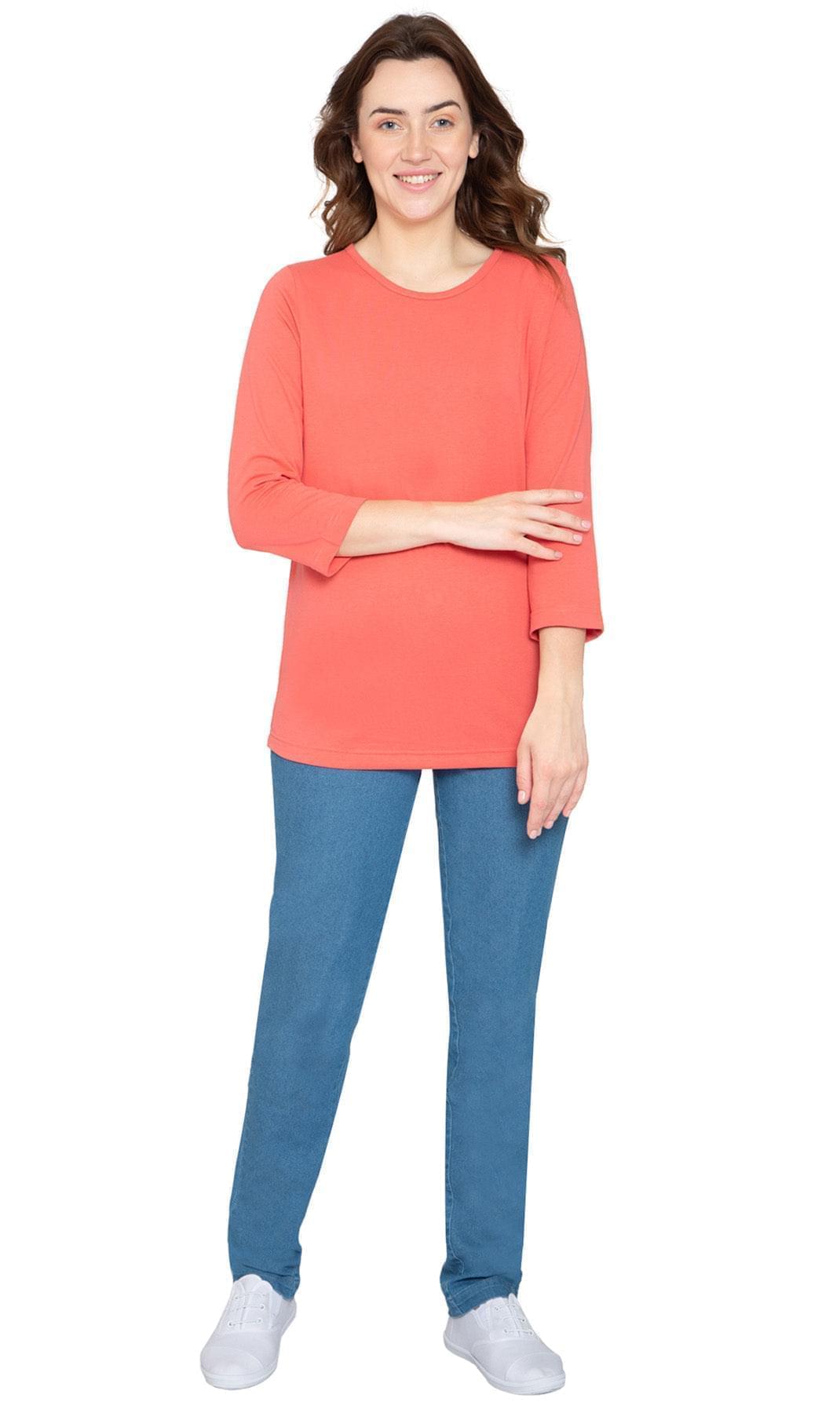 Women's 3/4 Sleeve Crew Neck Jersey Knit Top