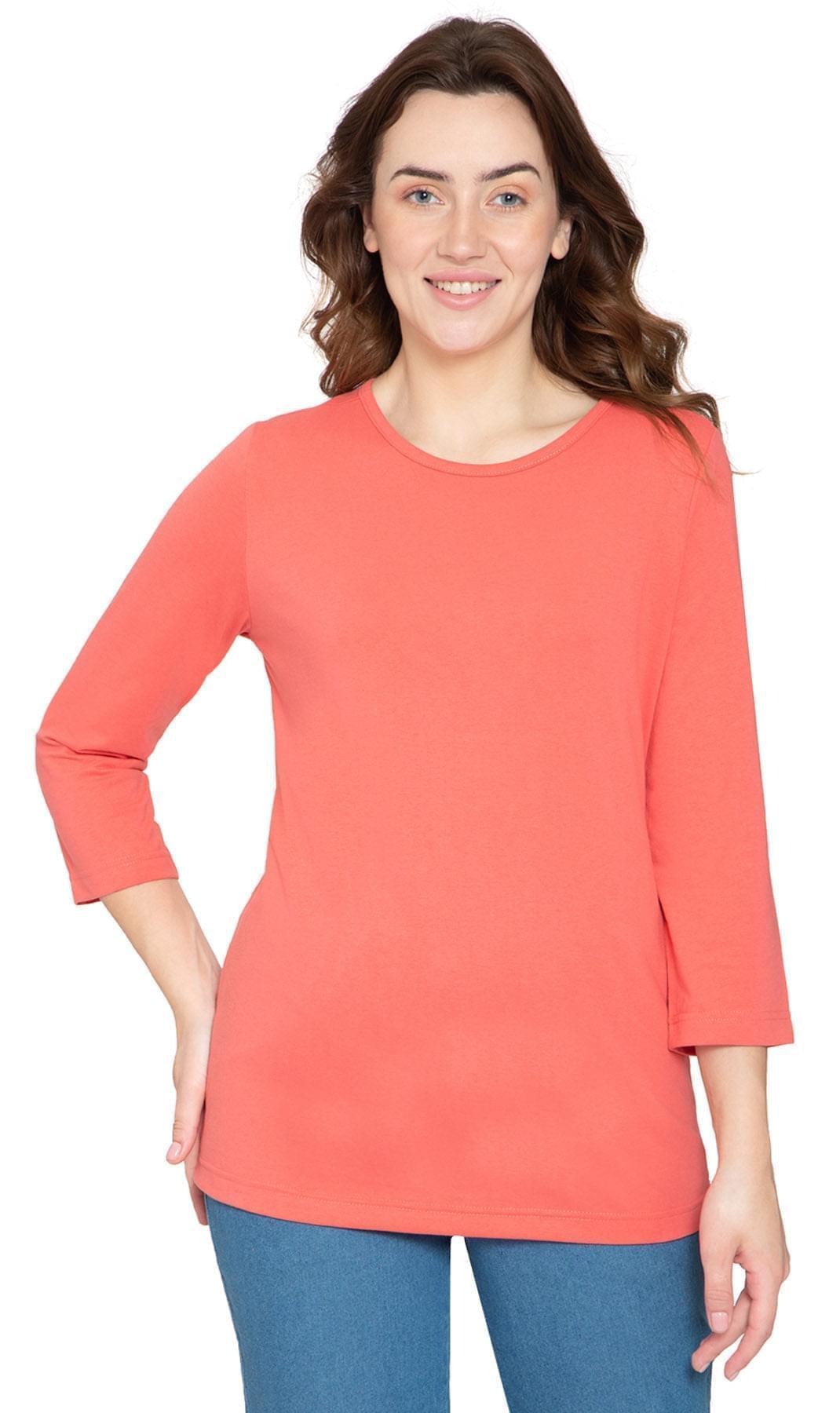 Women's 3/4 Sleeve Crew Neck Jersey Knit Top