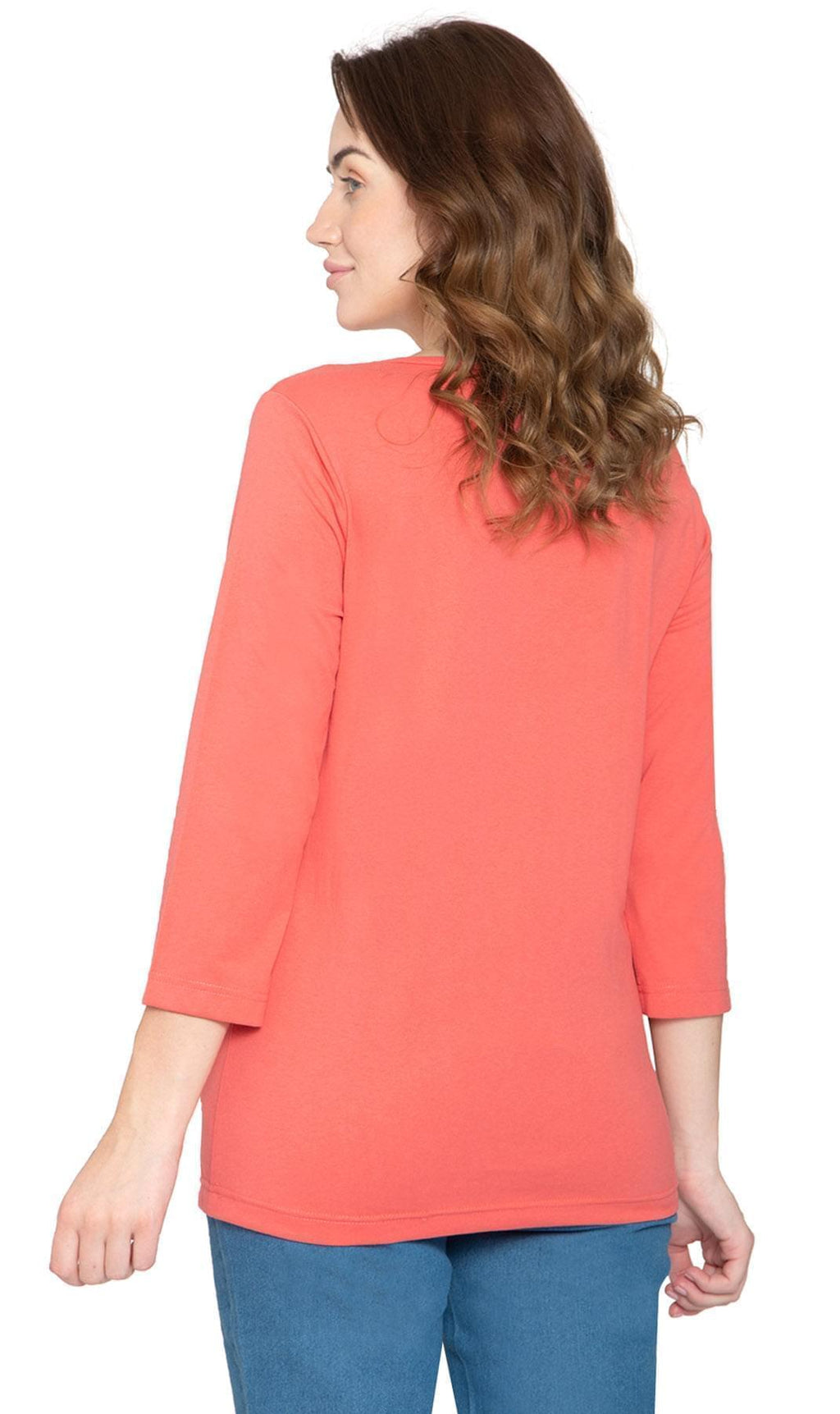 Women's 3/4 Sleeve Crew Neck Jersey Knit Top