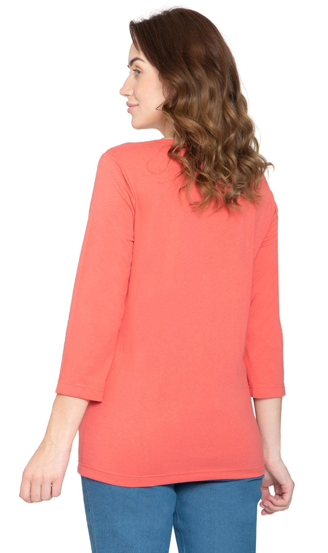 Women's 3/4 Sleeve Crew Neck Jersey Knit Top