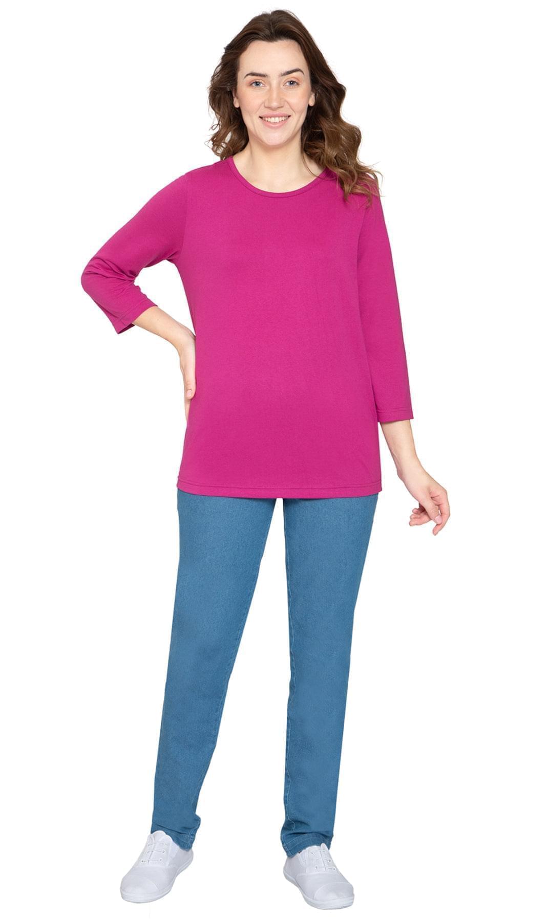 Women's 3/4 Sleeve Crew Neck Jersey Knit Top