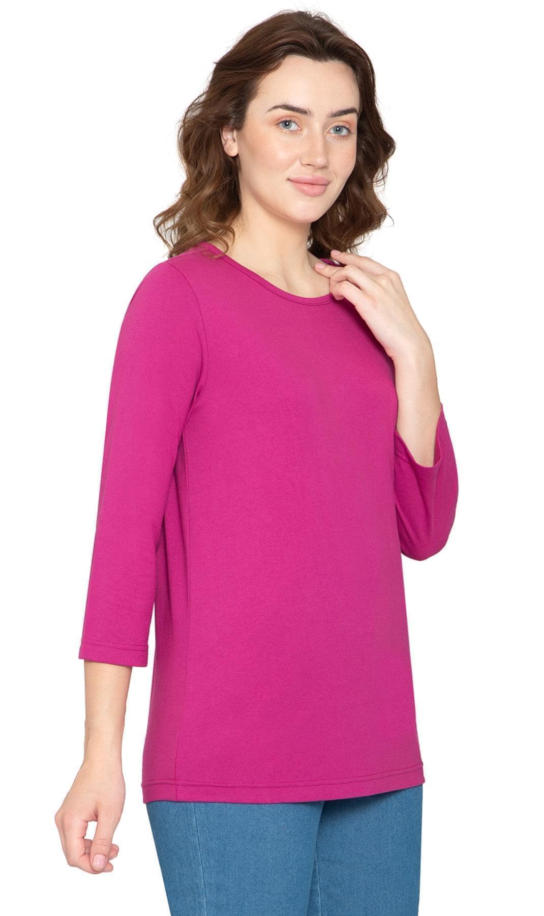 Women's 3/4 Sleeve Crew Neck Jersey Knit Top