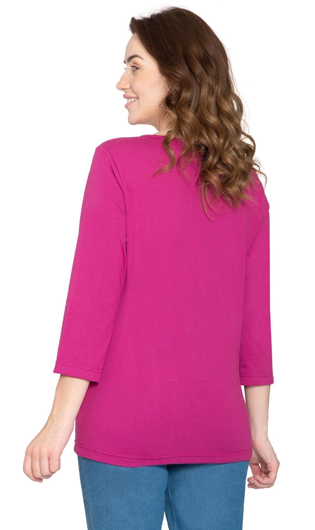 Women's 3/4 Sleeve Crew Neck Jersey Knit Top