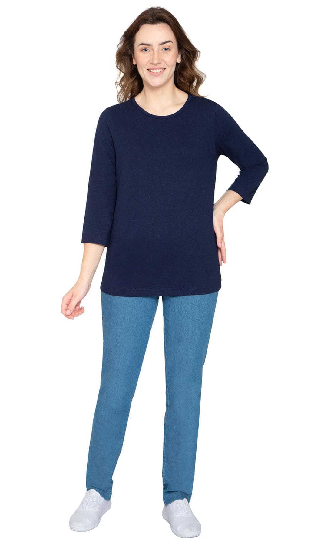 Women's 3/4 Sleeve Crew Neck Jersey Knit Top