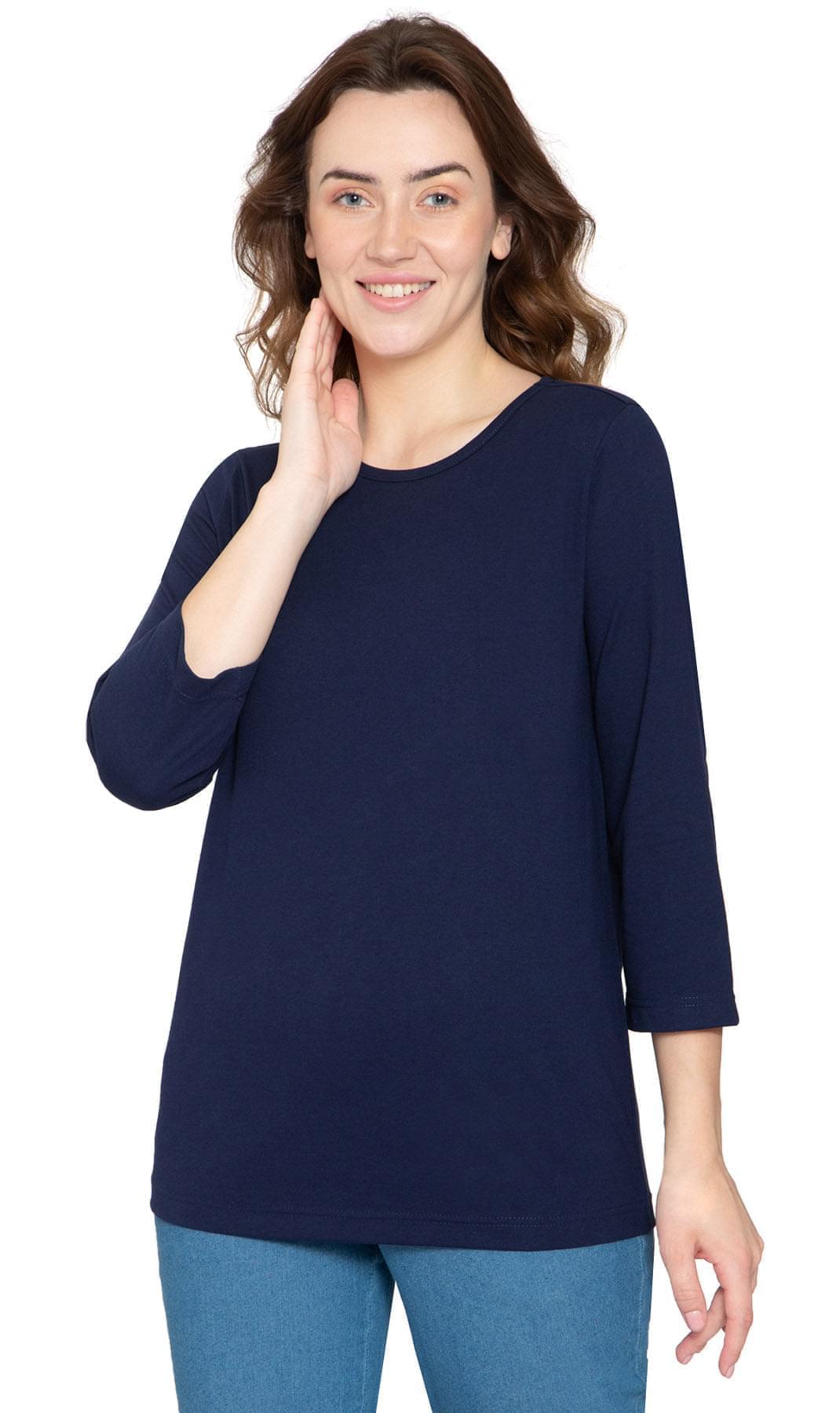Women's 3/4 Sleeve Crew Neck Jersey Knit Top