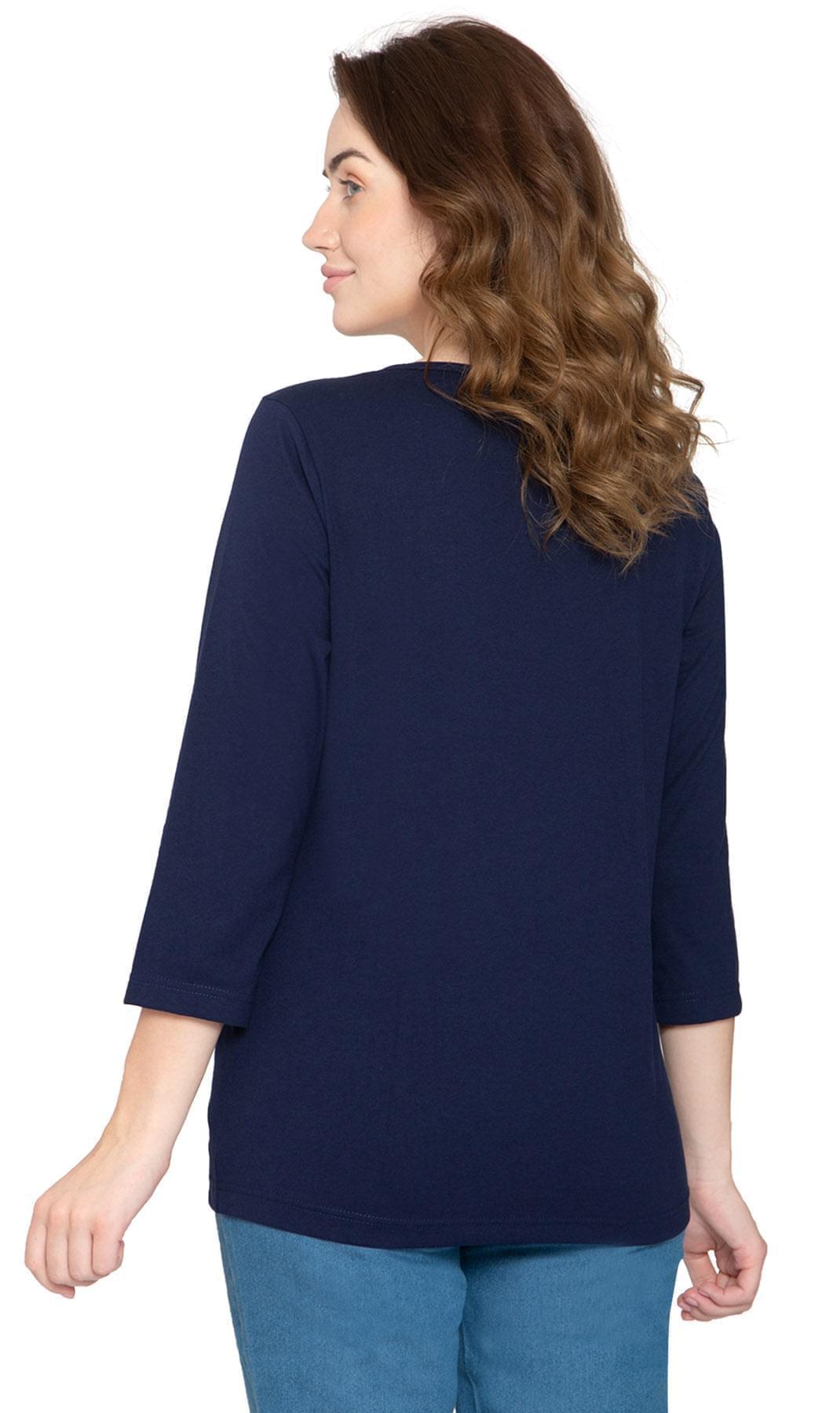 Women's 3/4 Sleeve Crew Neck Jersey Knit Top