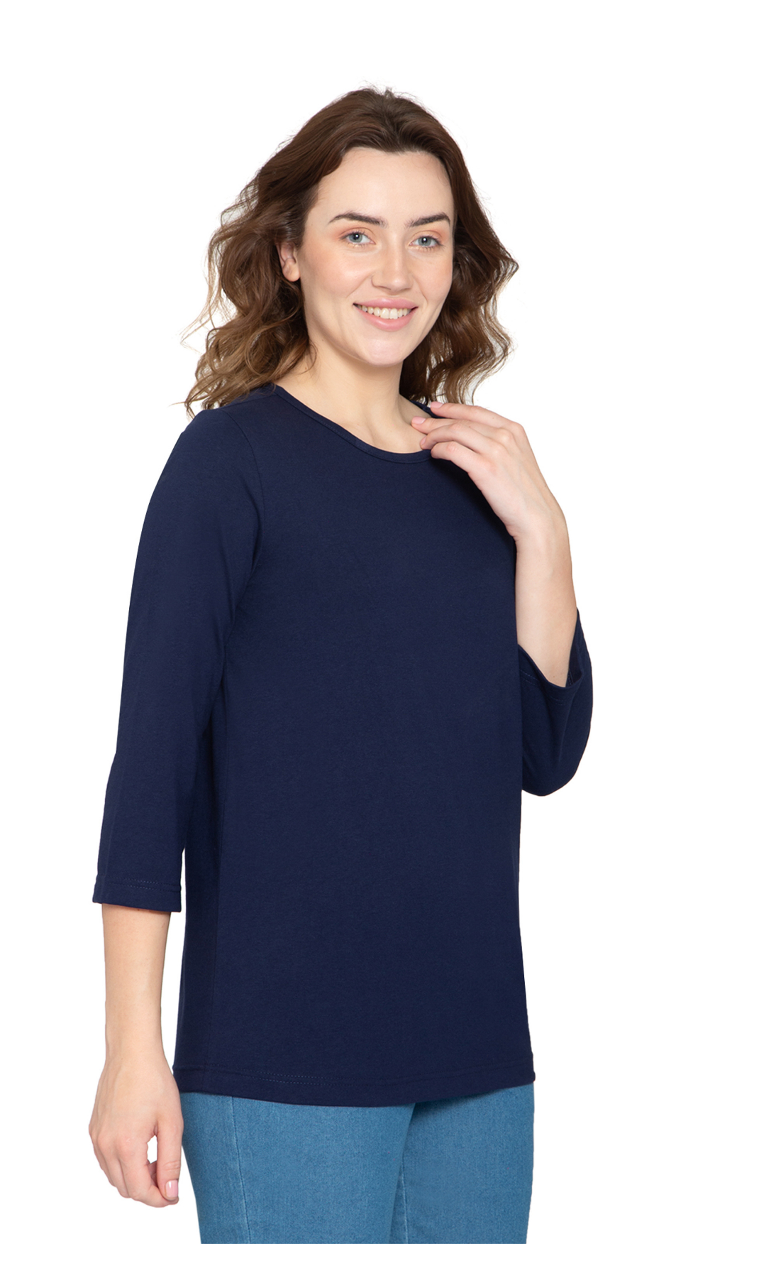Women's 3/4 Sleeve Crew Neck Jersey Knit Top
