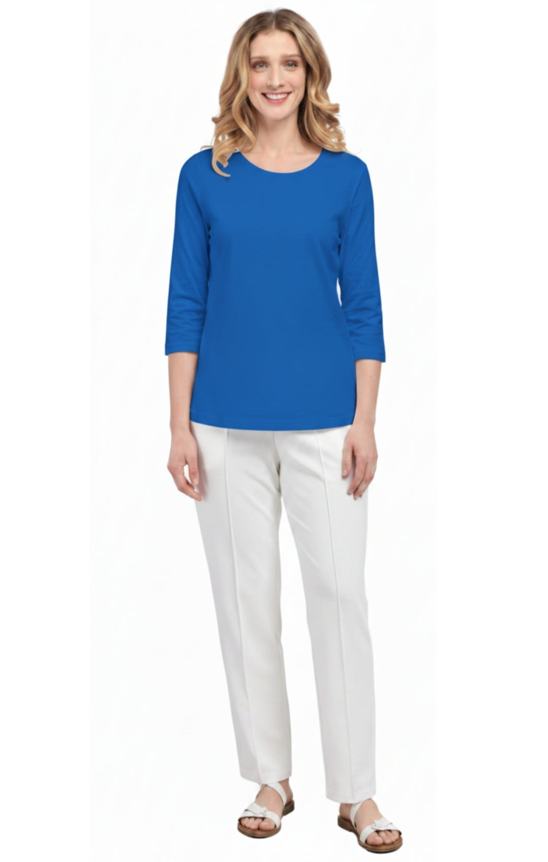 Women's 3/4 Sleeve Crew Neck Jersey Knit Top