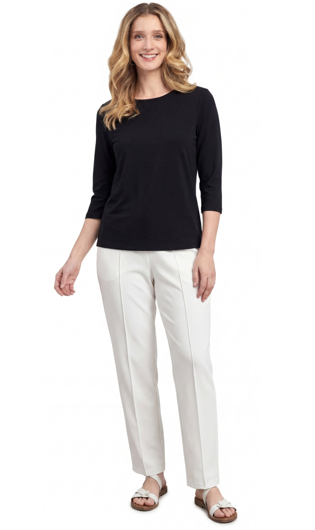Women's 3/4 Sleeve Crew Neck Jersey Knit Top