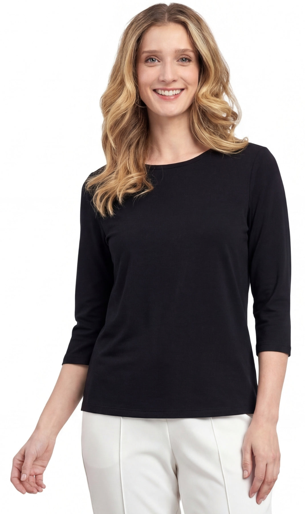 Women's 3/4 Sleeve Crew Neck Jersey Knit Top