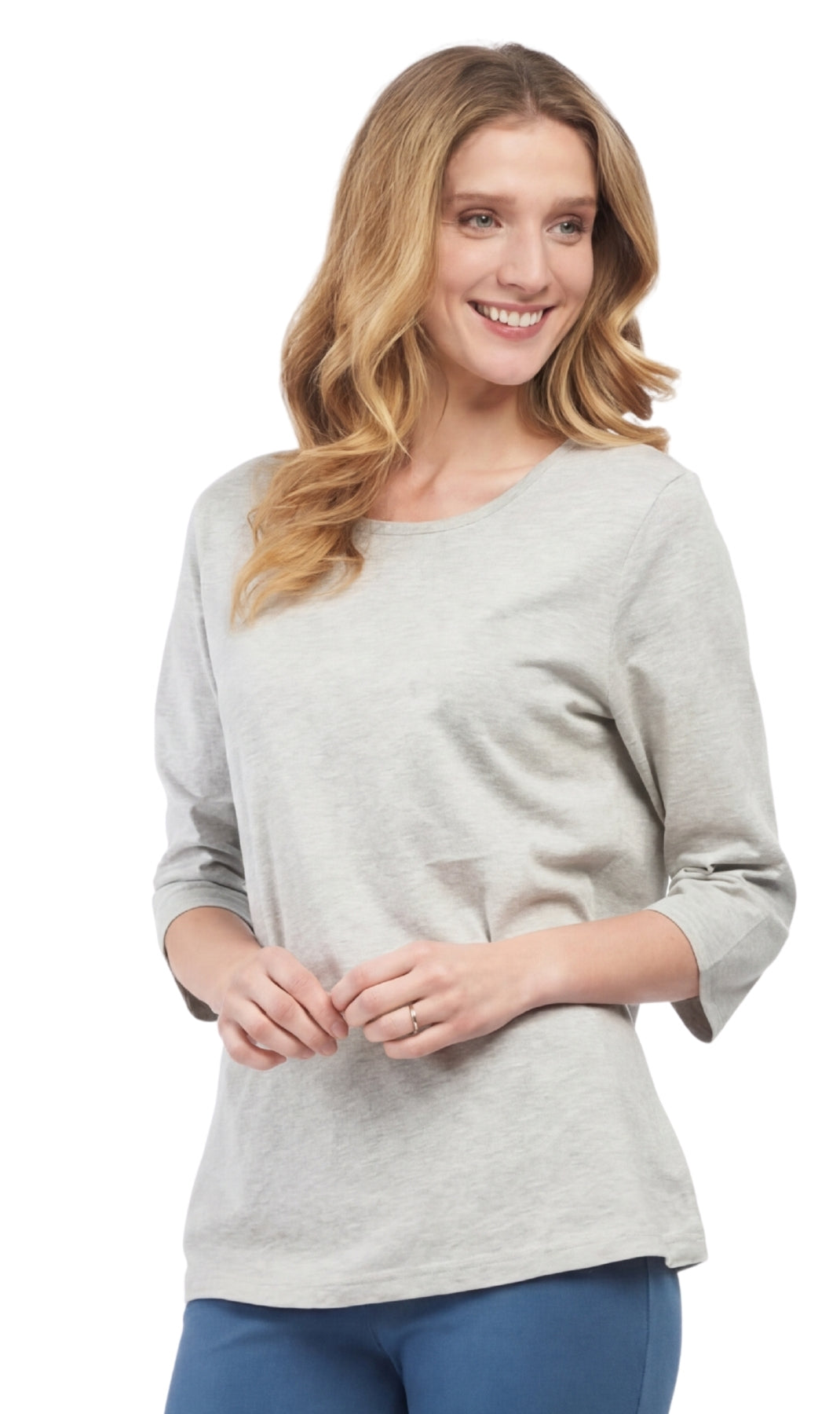 Women's 3/4 Sleeve Crew Neck Jersey Knit Top