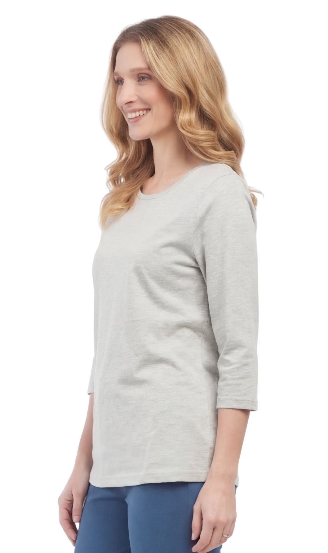 Women's 3/4 Sleeve Crew Neck Jersey Knit Top