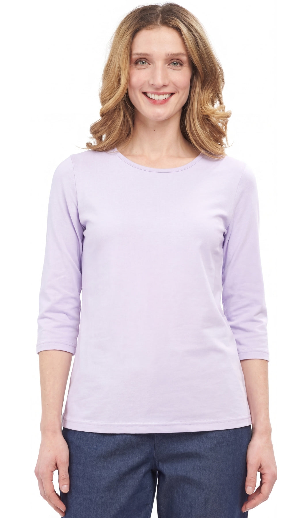 Women's 3/4 Sleeve Crew Neck Jersey Knit Top