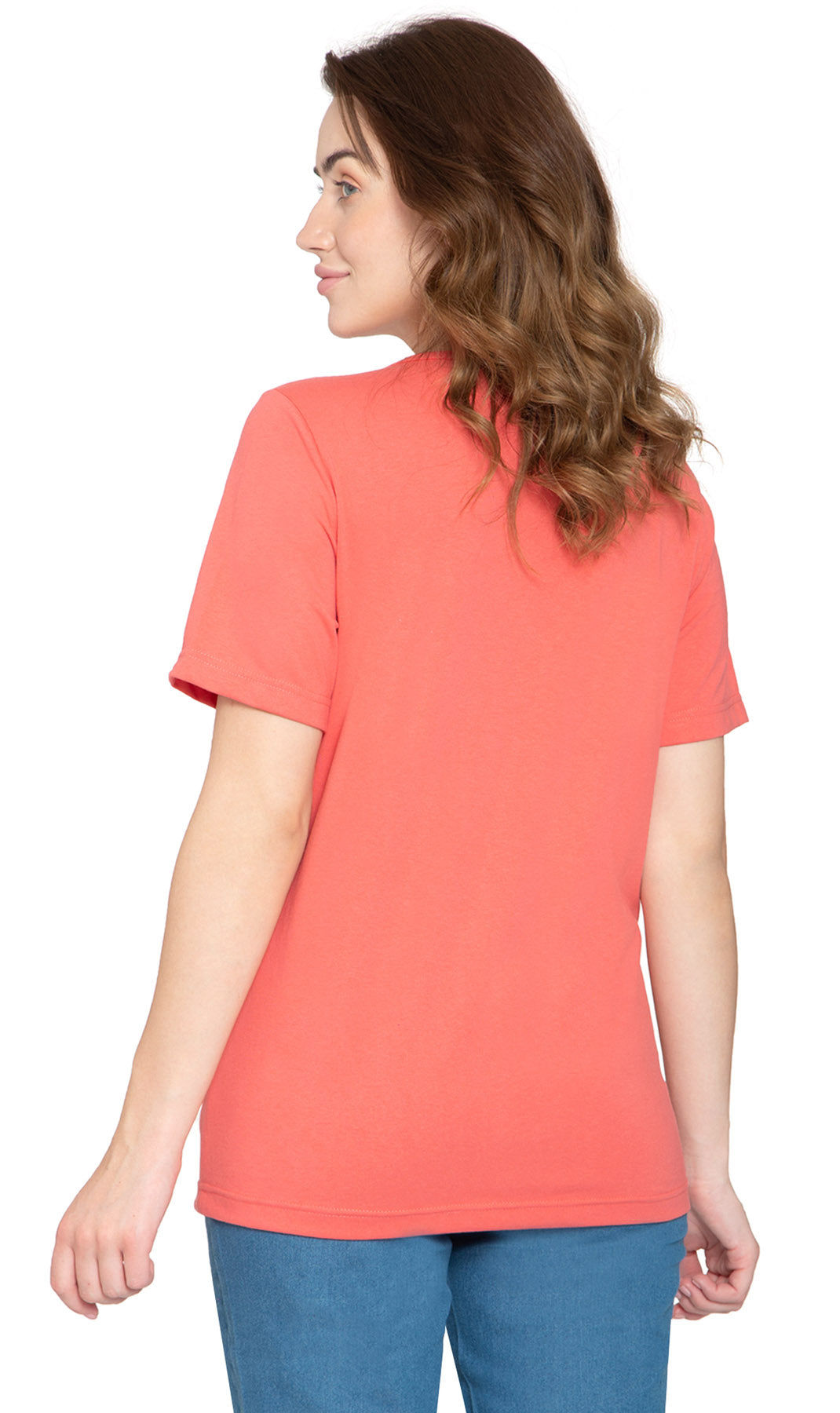 Women's Relaxed Fit Crew Neck Cotton Blend Short Sleeve T-Shirt