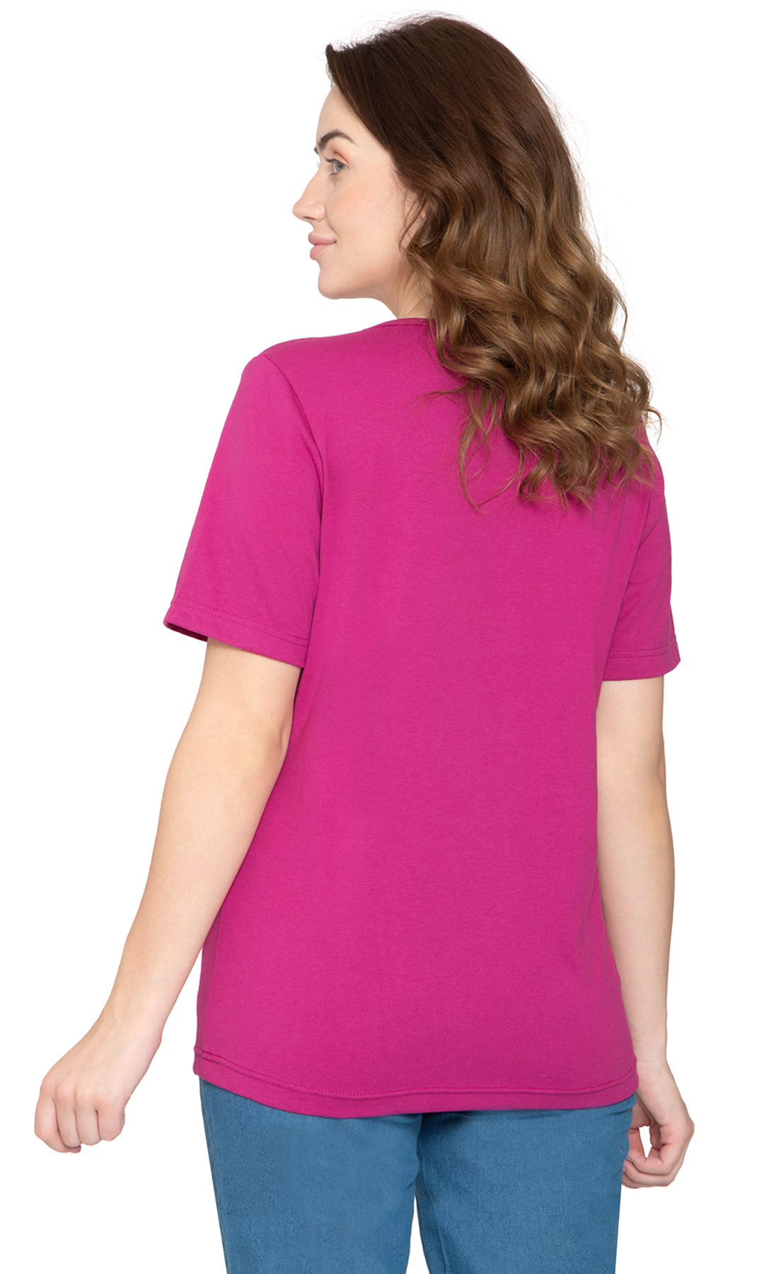 Women's Relaxed Fit Crew Neck Cotton Blend Short Sleeve T-Shirt