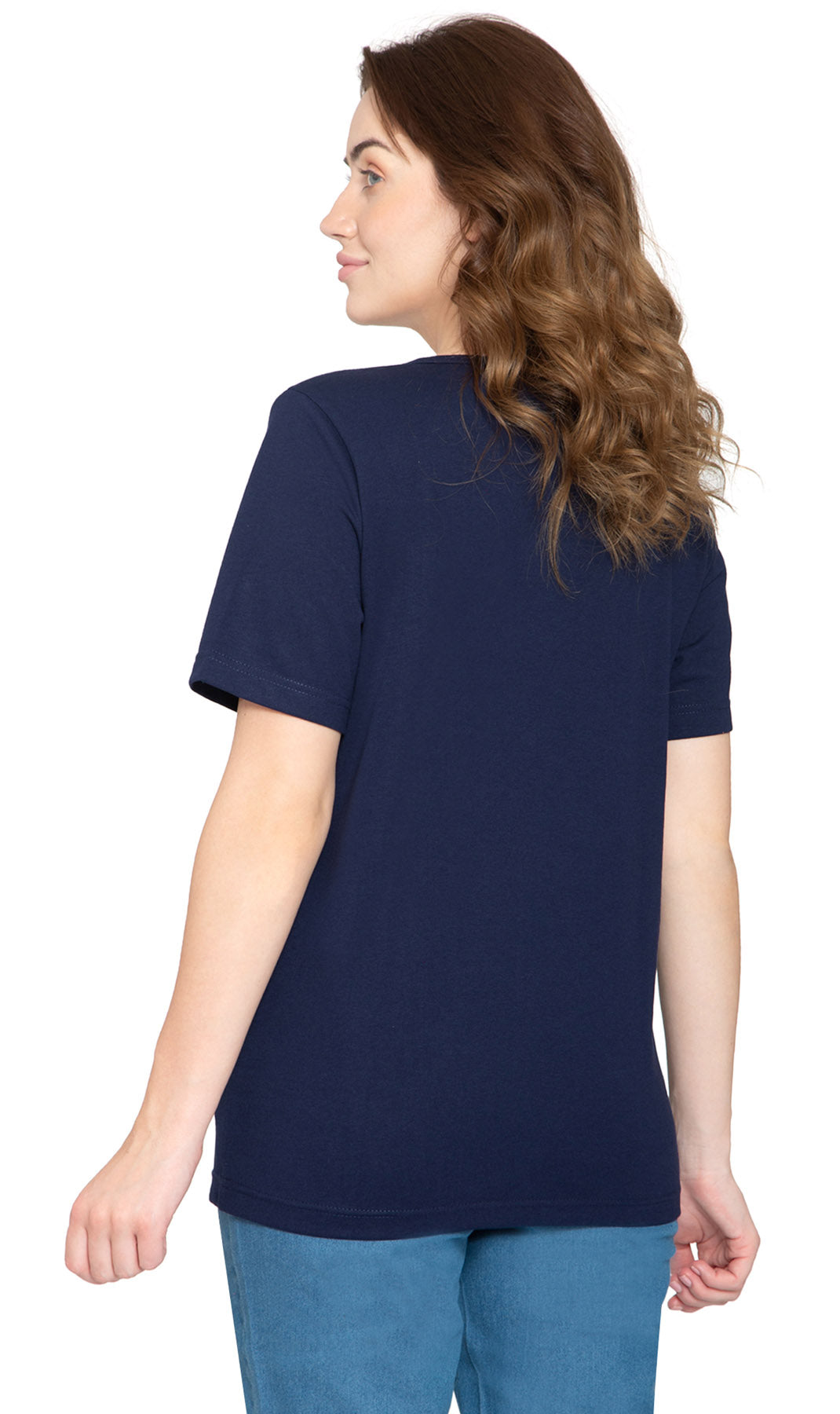 Women's Relaxed Fit Crew Neck Cotton Blend Short Sleeve T-Shirt