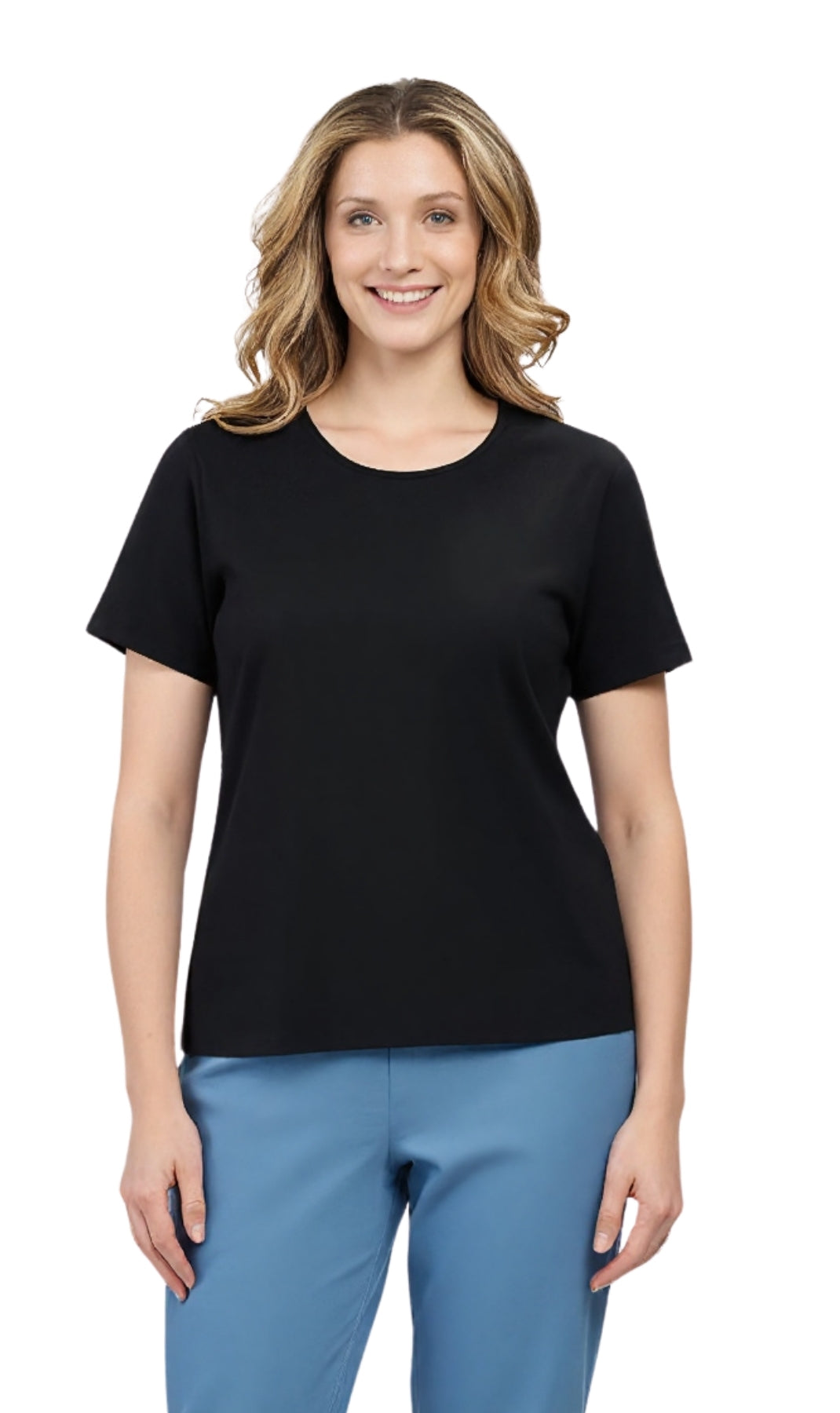 Women's Relaxed Fit Crew Neck Cotton Blend Short Sleeve T-Shirt