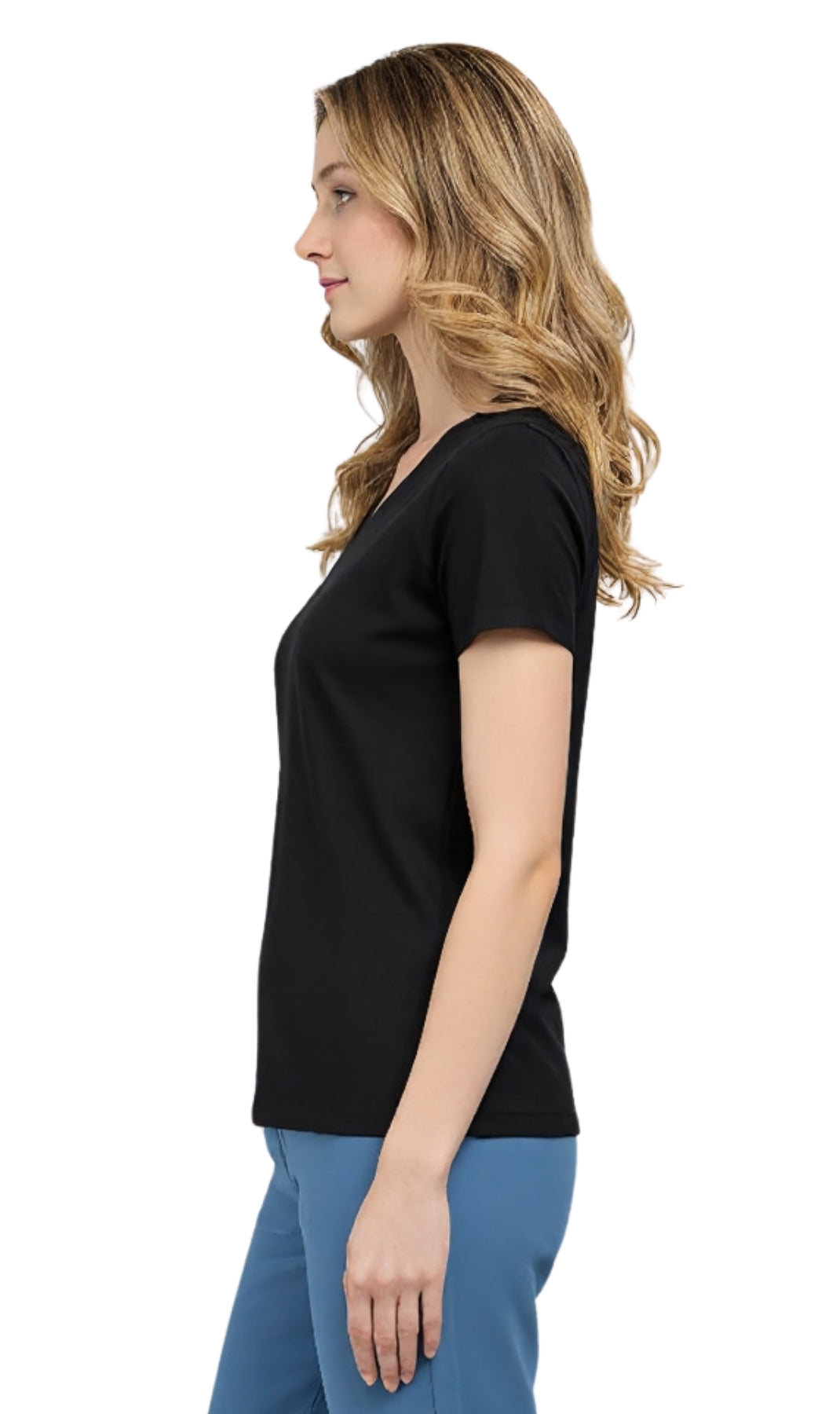 Women's Relaxed Fit Crew Neck Cotton Blend Short Sleeve T-Shirt