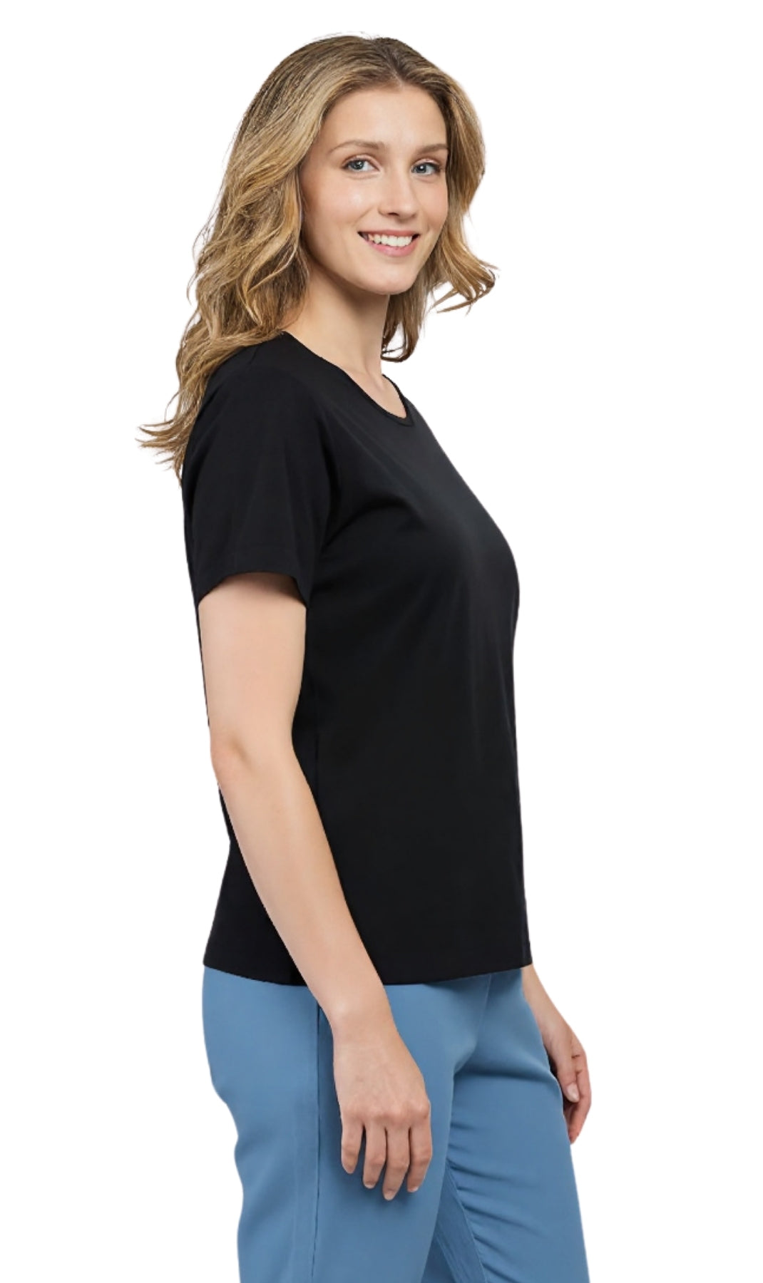 Women's Relaxed Fit Crew Neck Cotton Blend Short Sleeve T-Shirt