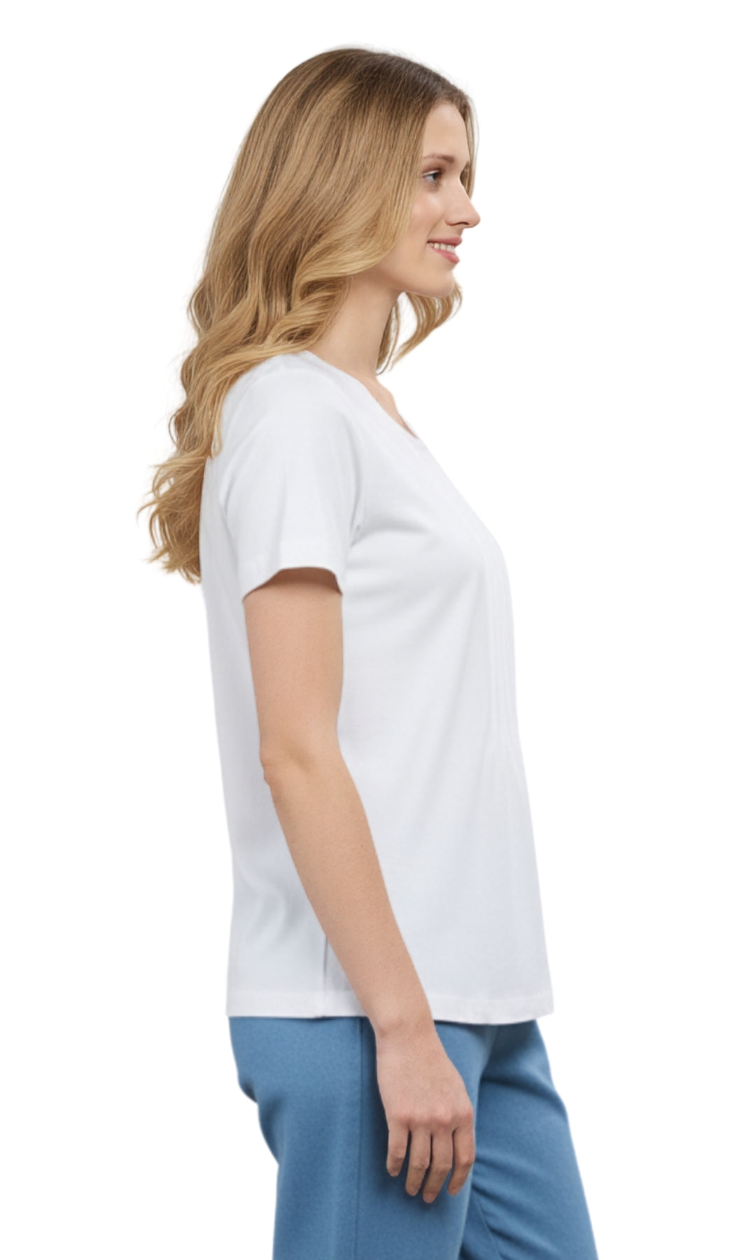 Women's Relaxed Fit Crew Neck Cotton Blend Short Sleeve T-Shirt