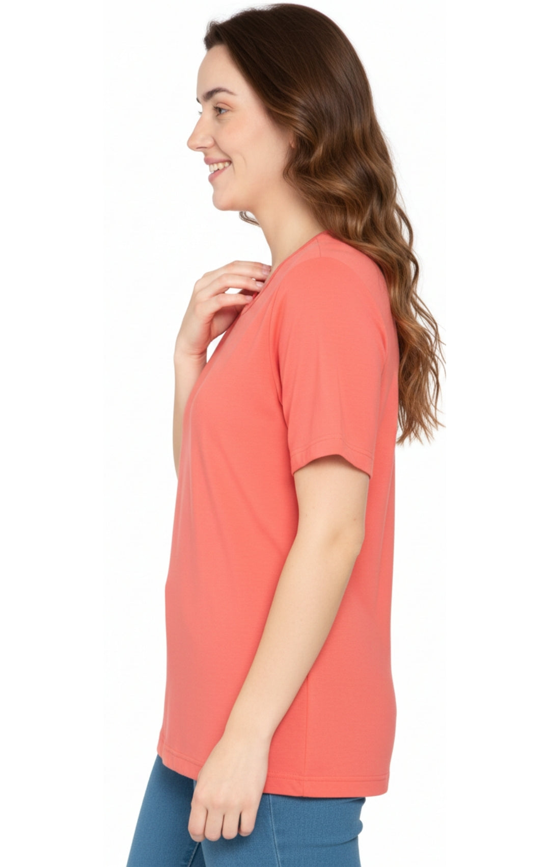 Women's Relaxed Fit Crew Neck Cotton Blend Short Sleeve T-Shirt