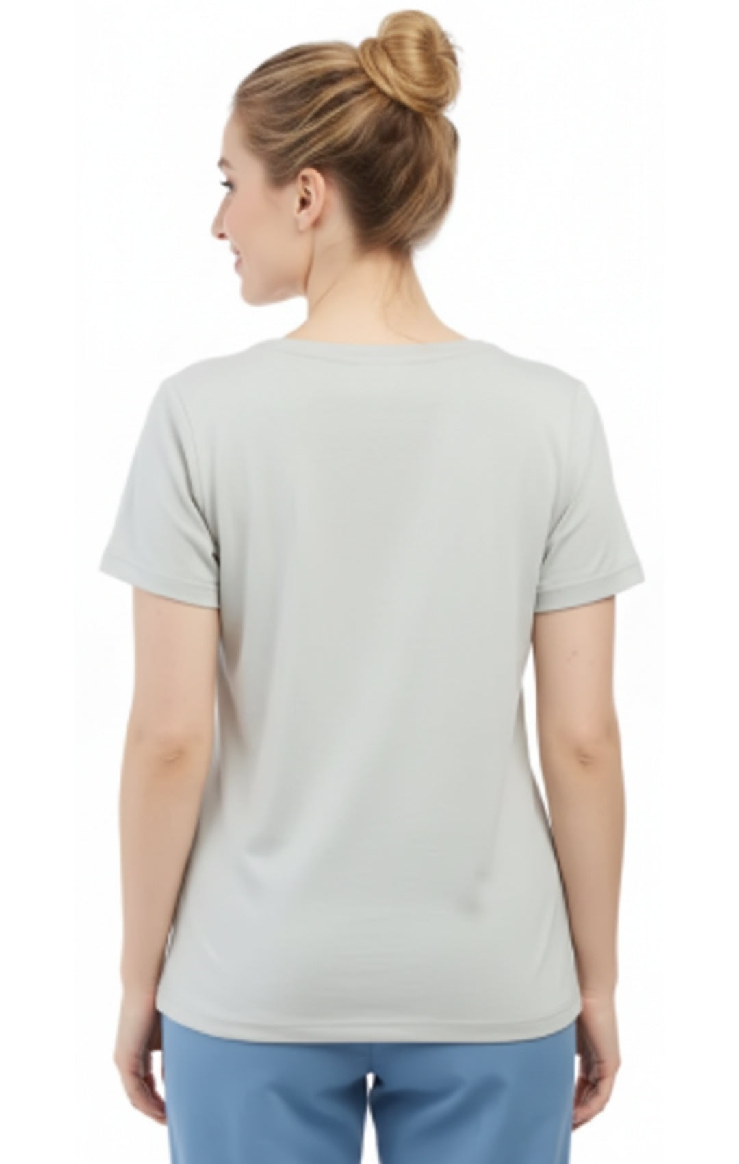 Women's Relaxed Fit Crew Neck Cotton Blend Short Sleeve T-Shirt