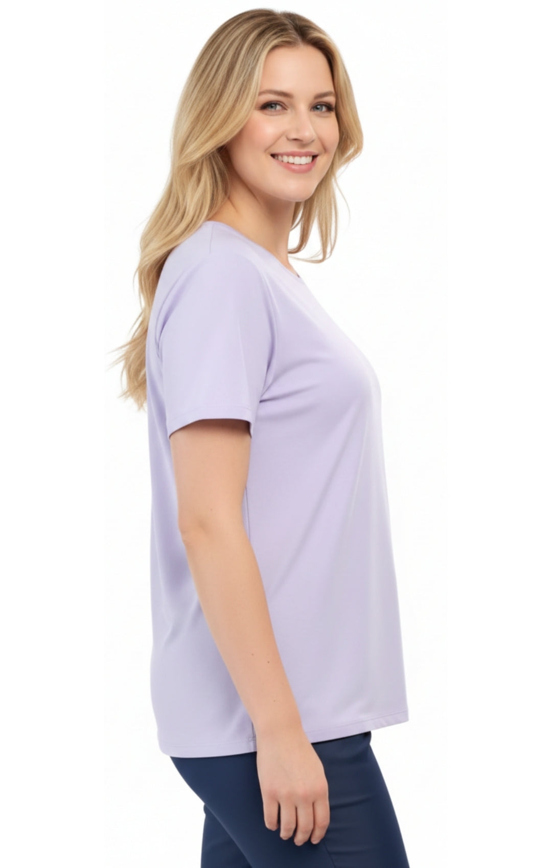 Women's Relaxed Fit Crew Neck Cotton Blend Short Sleeve T-Shirt
