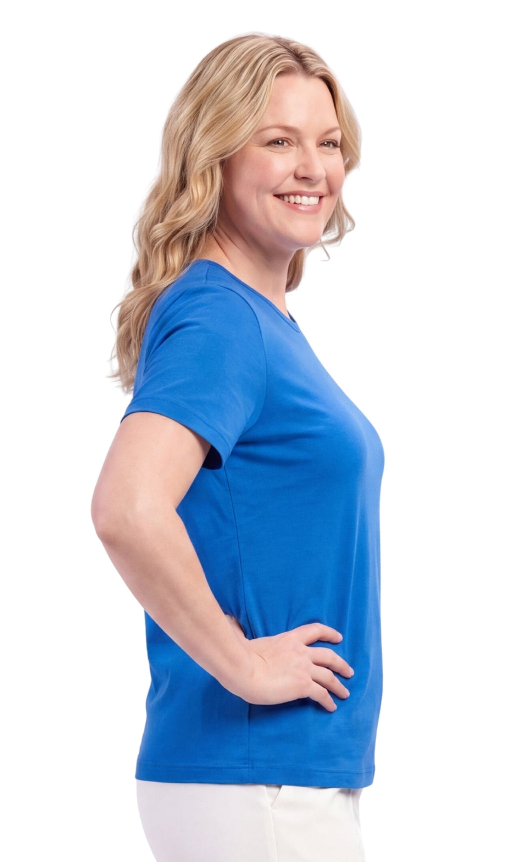 Women's Relaxed Fit Crew Neck Cotton Blend Short Sleeve T-Shirt