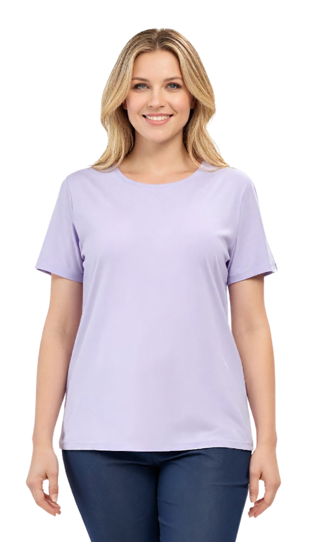 Women's Relaxed Fit Crew Neck Cotton Blend Short Sleeve T-Shirt
