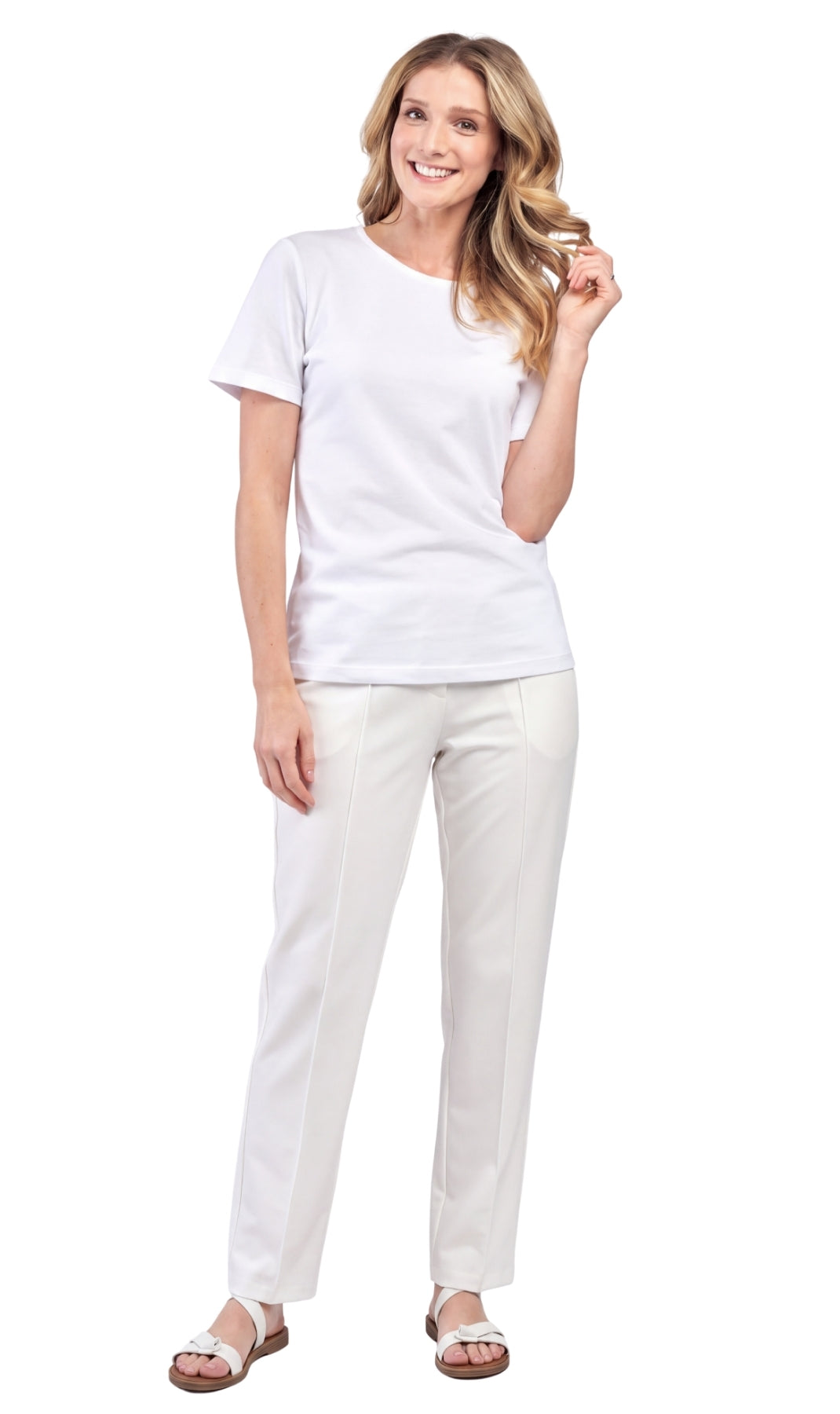 Women's Relaxed Fit Crew Neck Cotton Blend Short Sleeve T-Shirt
