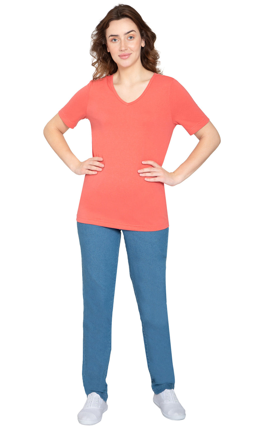 Women's Short Sleeve V-Neck T-Shirt Wrinkle Resistant Tee