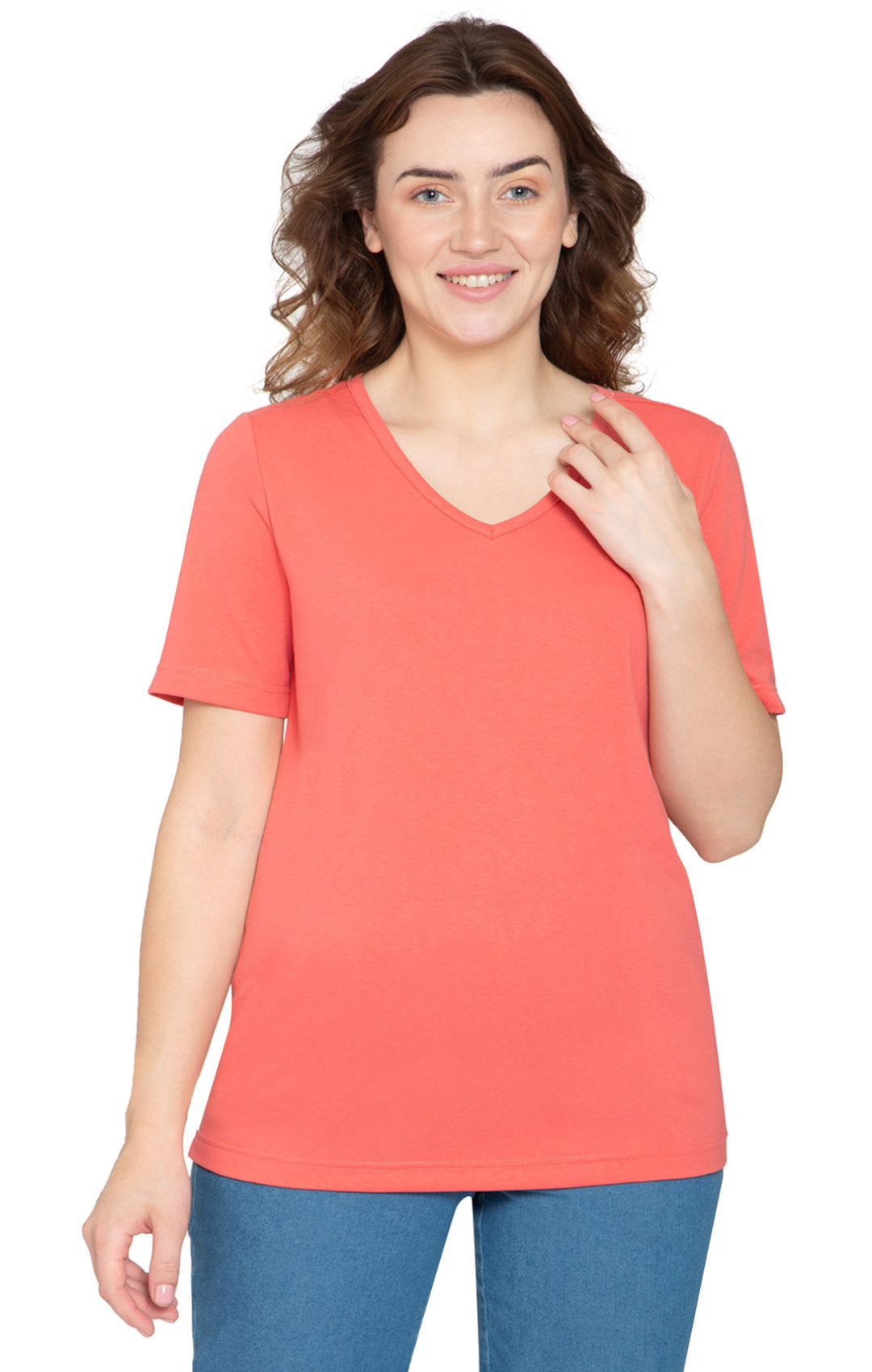 Women's Short Sleeve V-Neck T-Shirt Wrinkle Resistant Tee