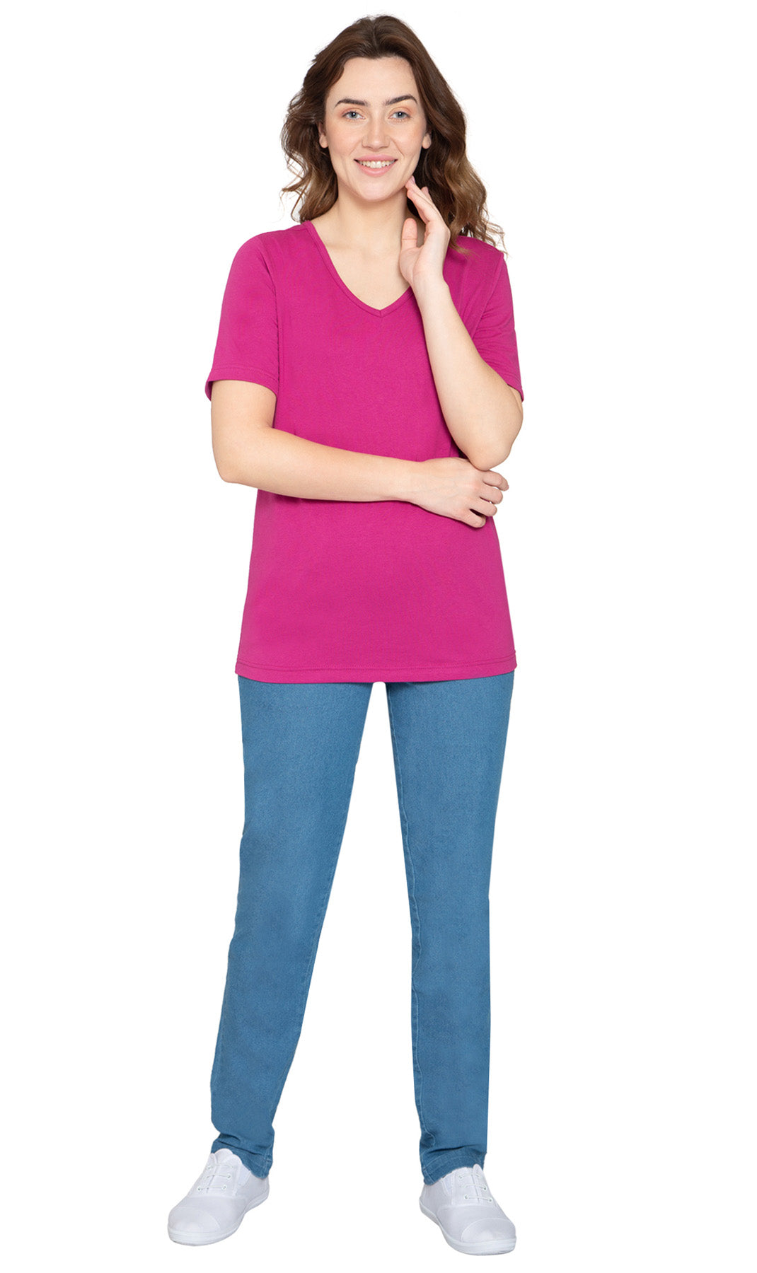 Women's Short Sleeve V-Neck T-Shirt Wrinkle Resistant Tee