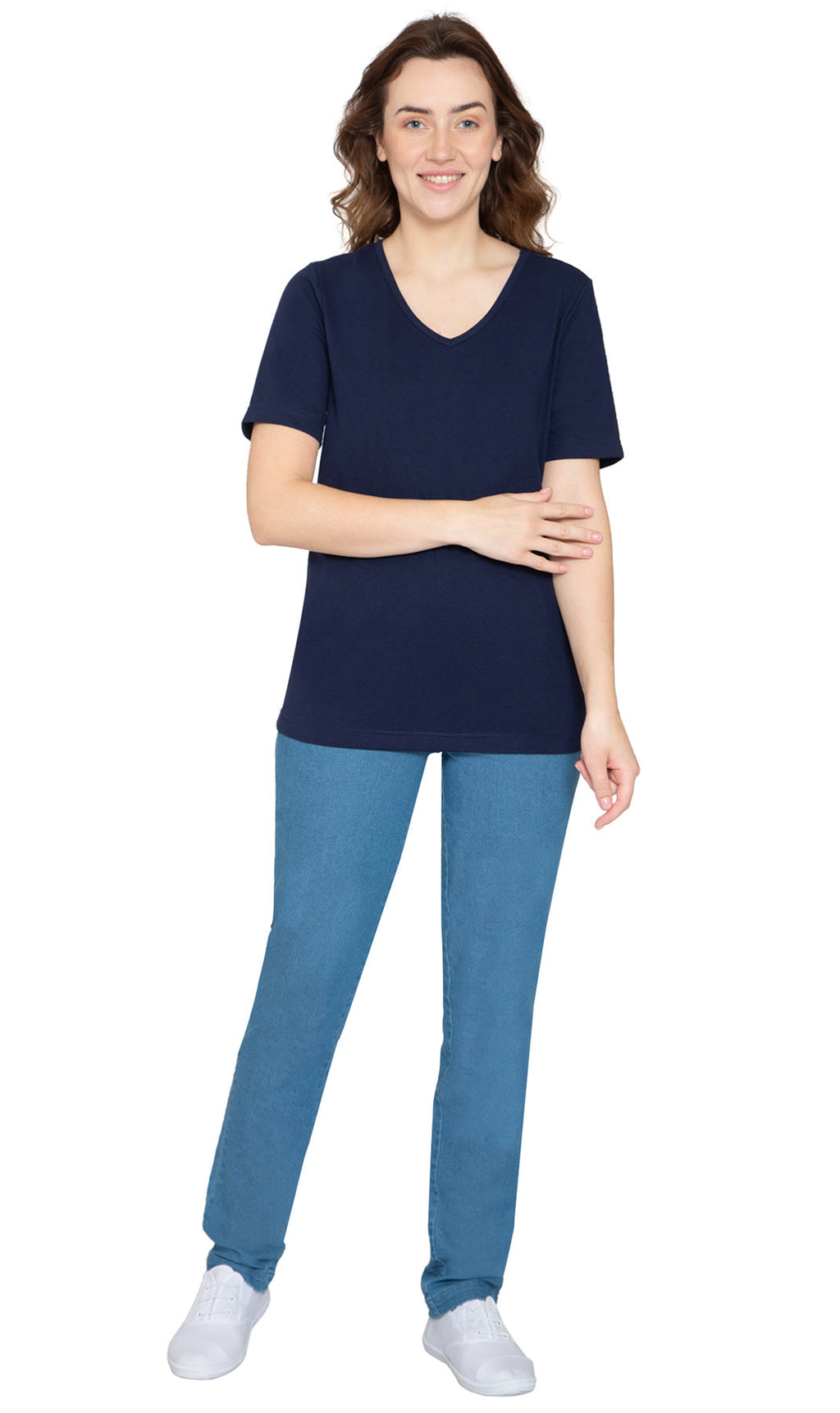 Women's Short Sleeve V-Neck T-Shirt Wrinkle Resistant Tee