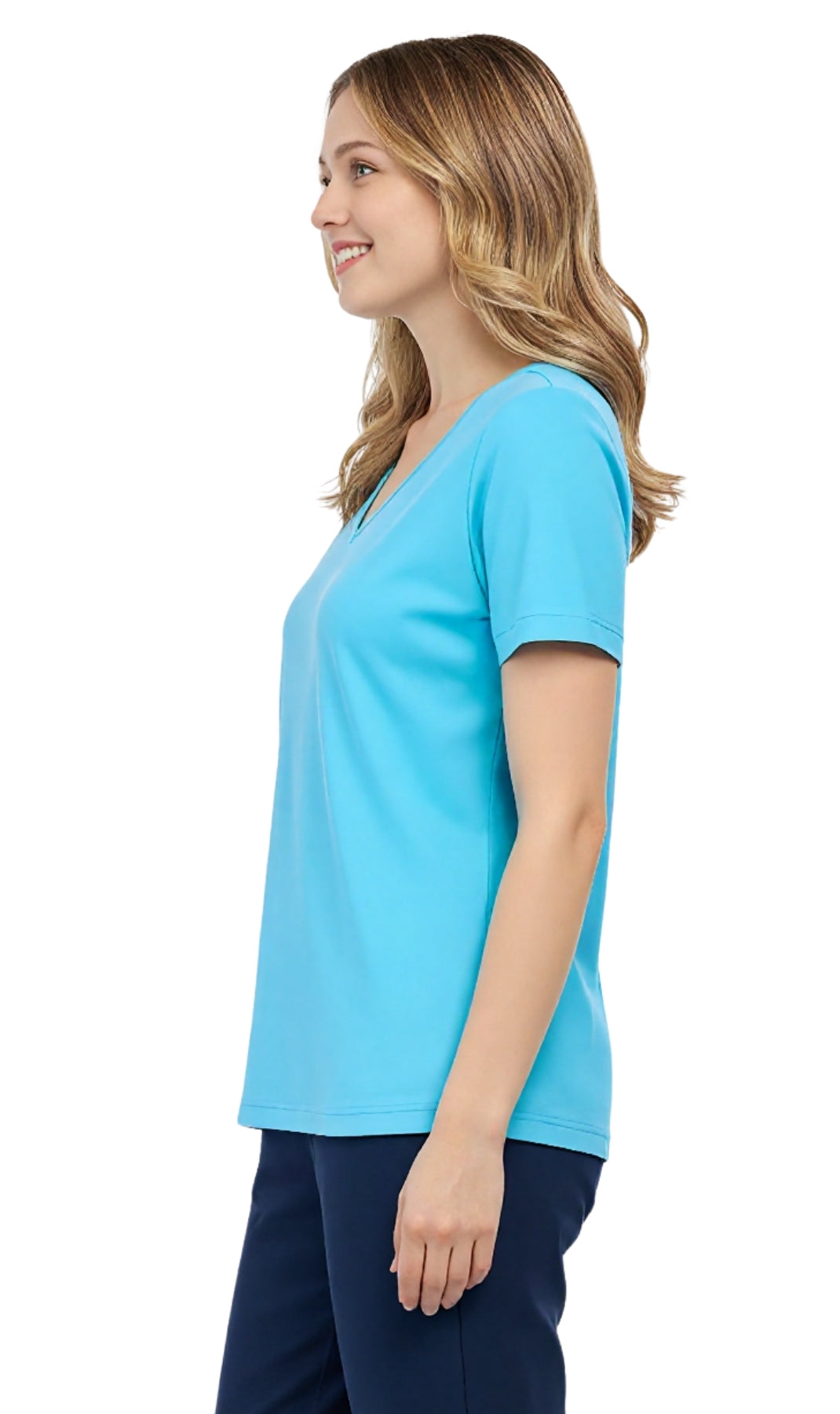 Women's Short Sleeve V-Neck T-Shirt Wrinkle Resistant Tee