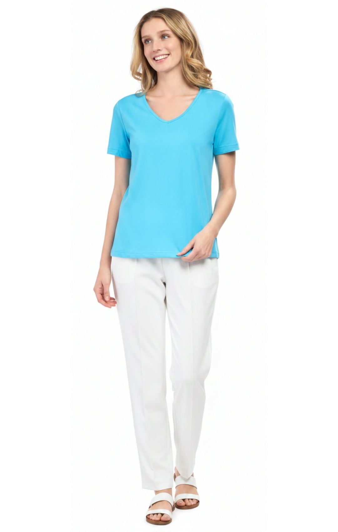 Women's Short Sleeve V-Neck T-Shirt Wrinkle Resistant Tee