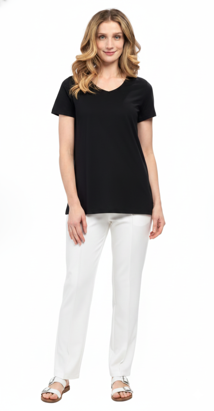 Women's Relaxed Fit Crew Neck Cotton Blend Short Sleeve T-Shirt