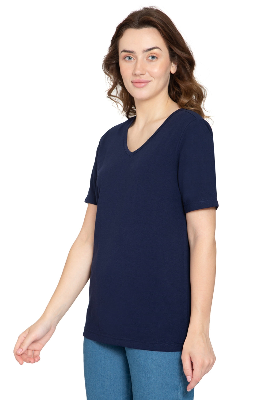 Women's Short Sleeve V-Neck T-Shirt Wrinkle Resistant Tee