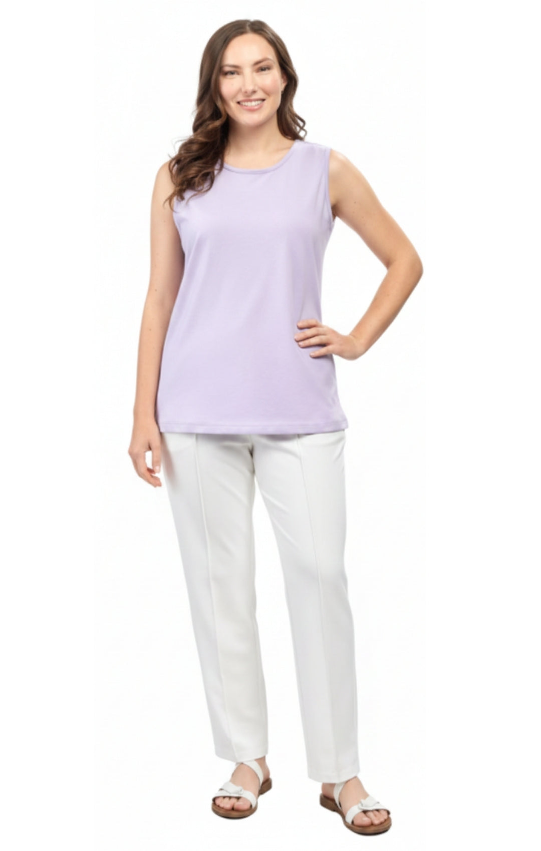 Women's Classic Relaxed Fit Sleeveless Tank Top in Cotton Blend