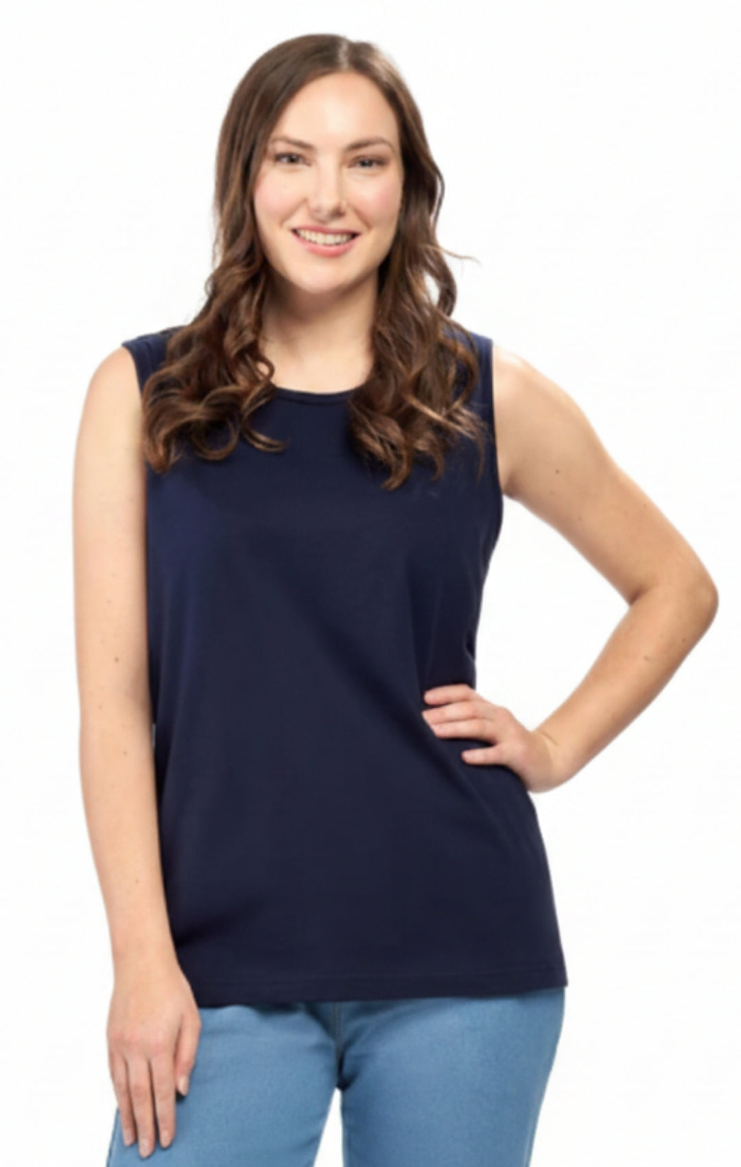Women's Classic Relaxed Fit Sleeveless Tank Top in Cotton Blend