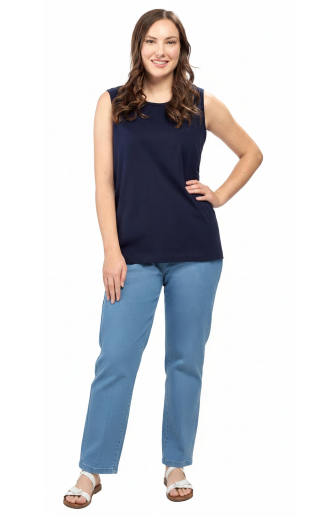 Women's Classic Relaxed Fit Sleeveless Tank Top in Cotton Blend
