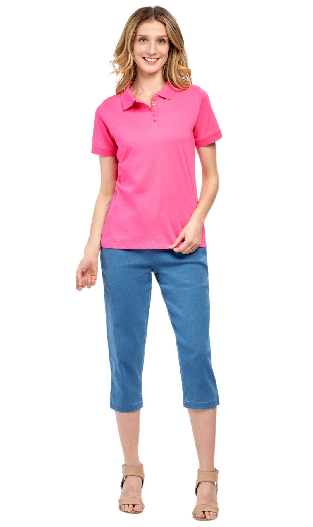 Women's Short Sleeve Pique Knit Polo Shirt