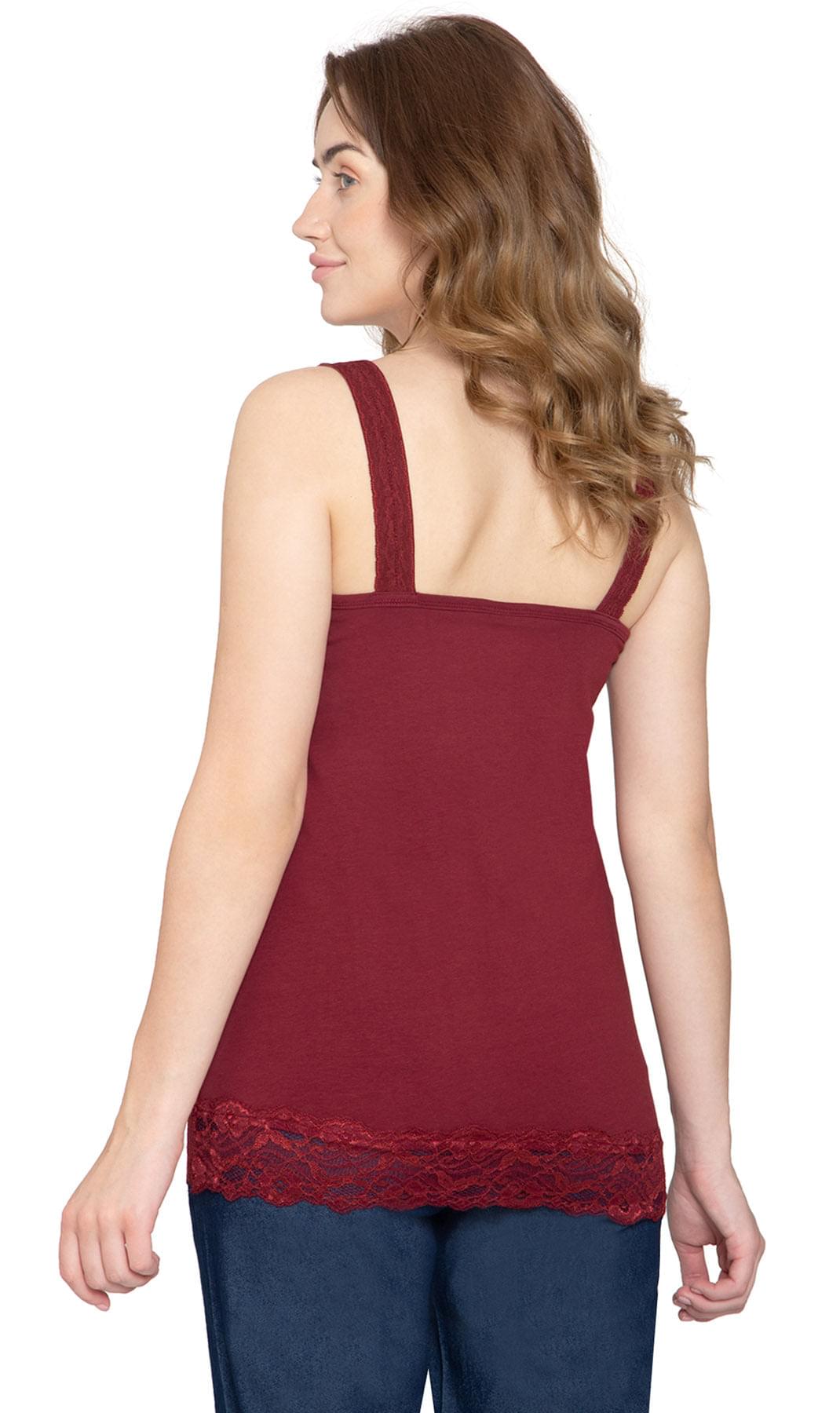 Women's Lace Trim Sleeveless Cotton Blend Tank Top
